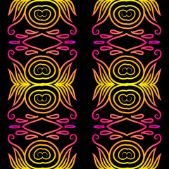 Seamless colourful batik ethnic dayak aztec Kalimantan pattern for background textile garment 
