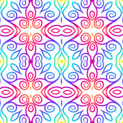 Seamless colourful batik ethnic dayak aztec Kalimantan pattern for background textile garment 
