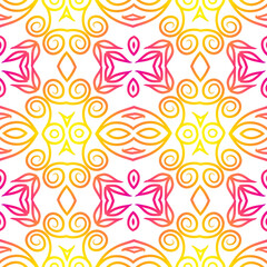 Seamless colourful batik ethnic dayak aztec Kalimantan pattern for background textile garment 
