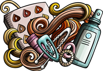 Hair Salon detailed cartoon illustration