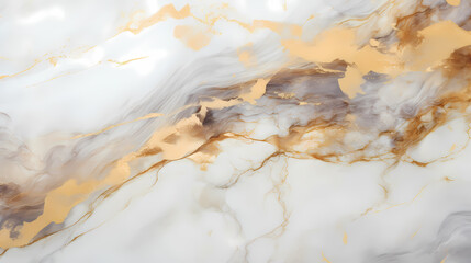 Abstract white marble texture with golden lines on glossy surface for background or wallpaper presentation. Aspect ratio 16:9