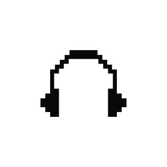 pixel headphone on white background. pixel headphone icon vector © Rifky