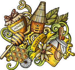Sweet honey detailed cartoon illustration