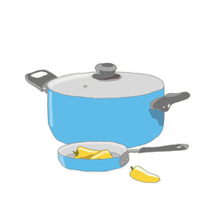 frying pan and pot kitchenware illustration