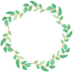 Watercolor Christmas circle wreath