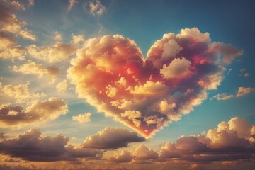 Colorful cloud in sky forming a love heart. ai generative