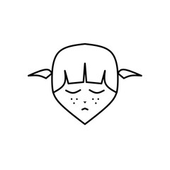 Illustration of a girl with acne and sadness. Isolated on a white background