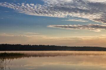 Obraz na płótnie Canvas View over sunrise White Lake. Rivne region, Ukraine.
