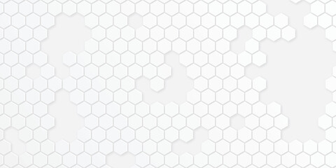 Embossed hexagon, abstract honeycomb, white background, light and shadow. Vector.
