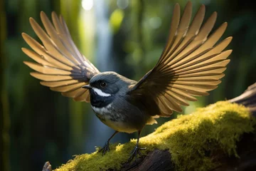 Tuinposter New Zealand Fantail Bird in the wild © Veniamin Kraskov