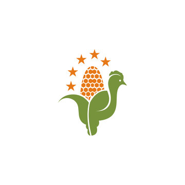 Corn feeding chickens logo vector