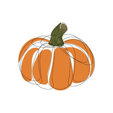 Simple Line art Pumpkin Vector Illustration Logo