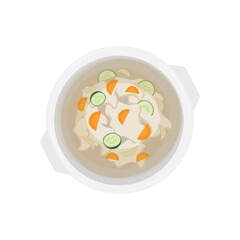 Delicious Sujebi Dumpling Soup Logo Illustration