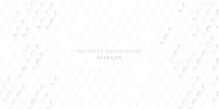 Embossed hexagon, abstract honeycomb, white background, light and shadow. Vector.