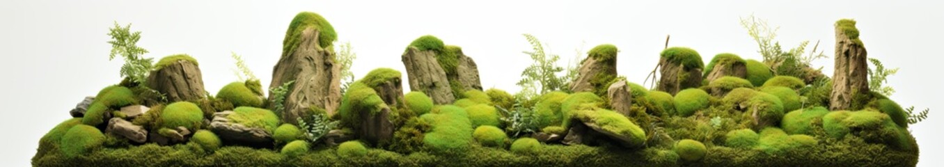 Wide image of mossy landscape - obrazy, fototapety, plakaty
