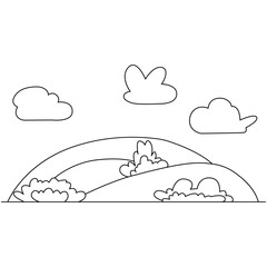 Summer landscape. Cloudy sky and field. Vector