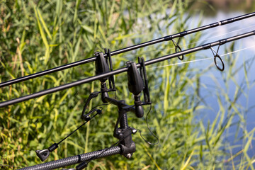 bite alarm for carpfishing, fishing rods and reels, rod pod