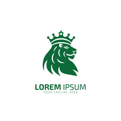 Lion King Logo, Lion head and crown vector
