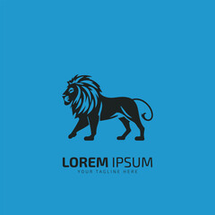 Lion Logo Template design icon vector illustration isolated on blue background