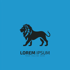 Lion Logo Template design icon vector illustration on blue background