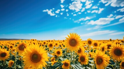 A field of sunflowers against the sky on a sunny day. harvest © Margo Alexa