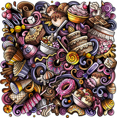 Fototapeta premium Sweet Food detailed cartoon illustration