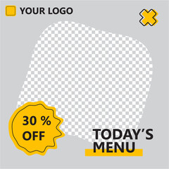 Food social media banners post template with offers, editable minimal square template.