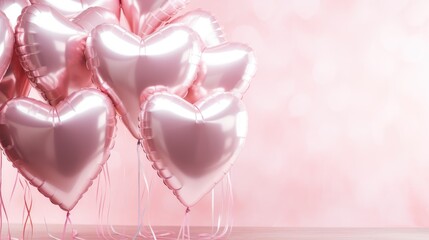 Fototapeta premium Love is in the Air: Heart-Shaped Foil Balloons for Valentine's Day.