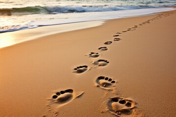 Fototapeta na wymiar Distinct Dog beach footprints. Travel top holiday. Generate Ai