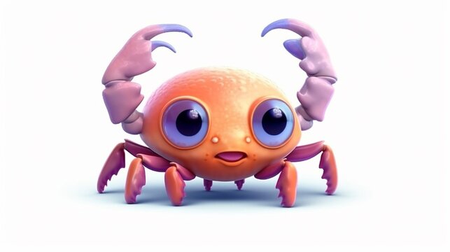 cartoon Crab by kee keon zhi on a white background.Generative AI