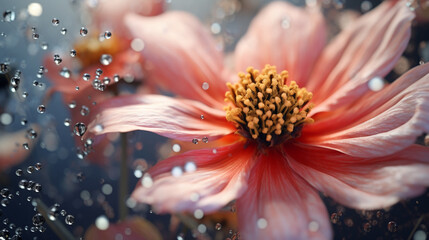 beautiful flower with leaves seen up close, with generative ai