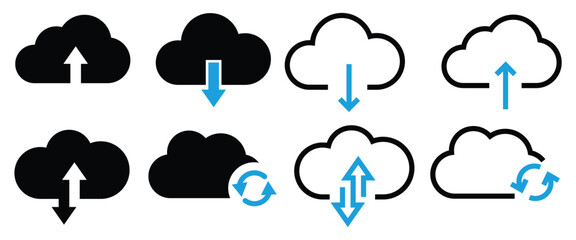cloud upload, download, sync icons
