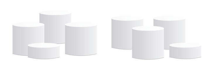 white empty isolated podium. vector set of two podium, four product podium