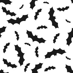 Halloween bat silhouette. Seamless pattern for wrapping paper, clothes print, fabrics, packaging