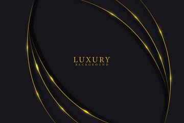 Abstract shapes and luxury pattern background. luxury black background banner vector illustration with gold strip art deco line for banner