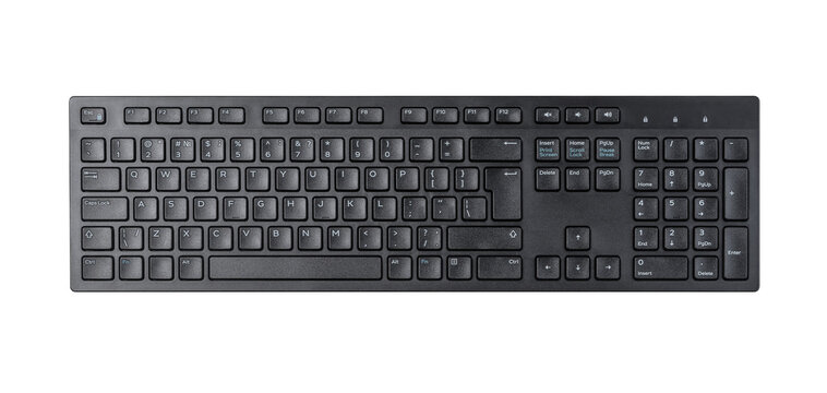 Wireless black keyboard on a light blue background png image