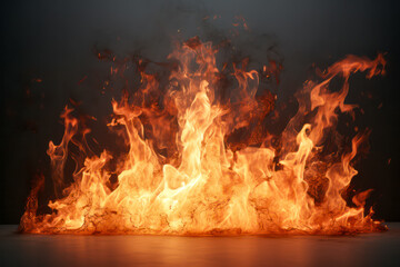 Hot burning flames close up