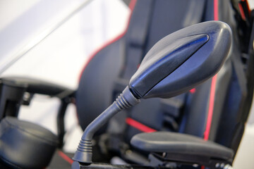 Close up of an electric wheelchair. Wheelchair for disabled people