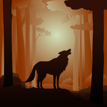heulender Wolf im Wald