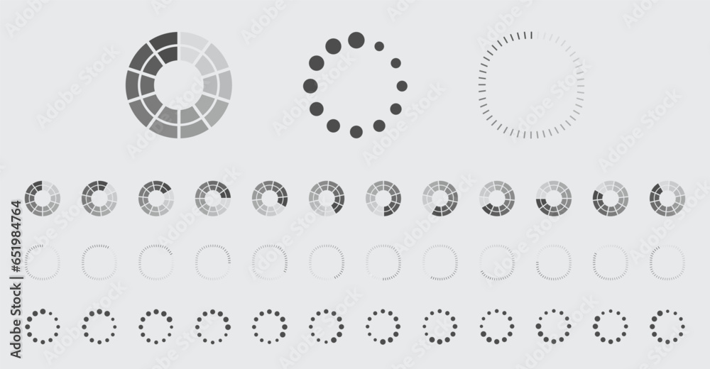 Fototapete circular loading buffering icons vector set video ready for animation gif all keyframes frames bufri