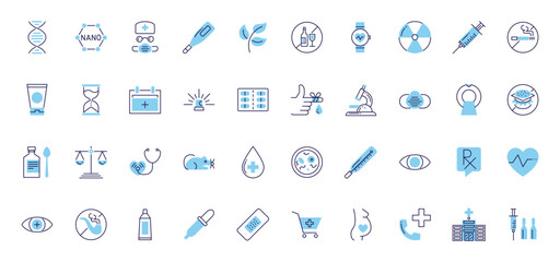 Medical Vector Icons Set. Line Icons, Sign and Symbols in Outline Design Medicine and Health Care with Elements for Mobile Concepts and Web Apps. Collection Modern Infographic Logo and Pictogram