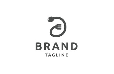 Letter D spoon and fork with restaurant style logo design template flat vector