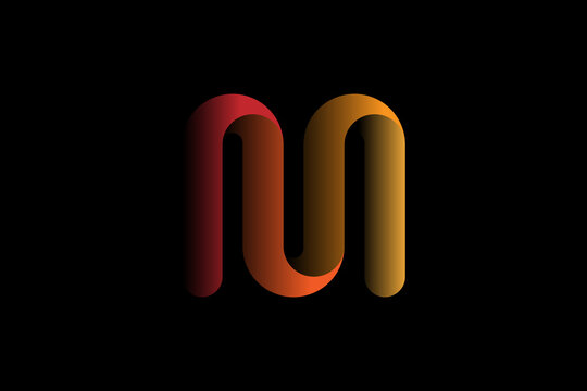 M professional business logo modern color  shadow logo