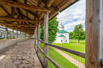 Fototapeta na wymiar On the territory of Izborsk fortress, Izborsk, Pskov region, Russia