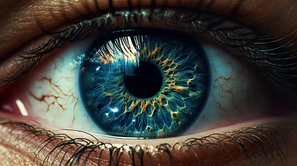 Schilderijen op glas Close-up view of cosmic human eyes © Vlad