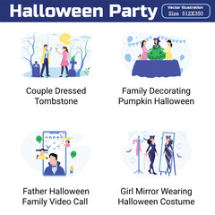 Halloween Party Illustration 20 unique concepts flat design vector illustration concepts.