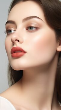 Beautiful female model in studio on white background.AI generated image