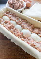 One of the steps of making a Gala Pie. Vertical shot