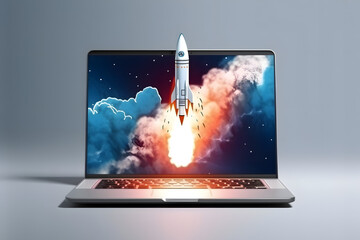 a Spectacular Space Rocket Launch from a Laptop Screen
