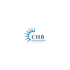 CHB letter logo design in 3 style. CHB polygon, circle, triangle, hexagon, flat and simple style with black and white color variation letter logo set in one artboard. CHB